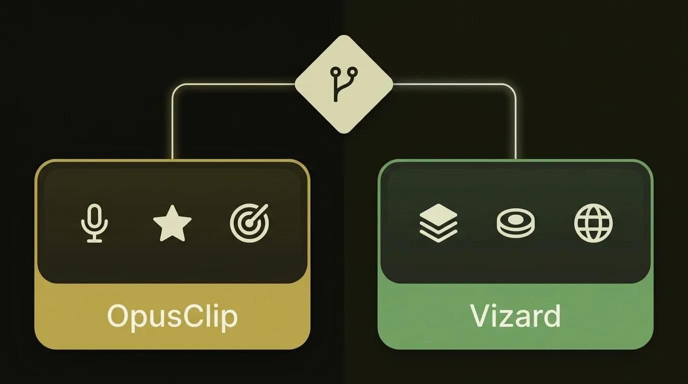Decision flow for choosing OpusClip or Vizard for your video workflow